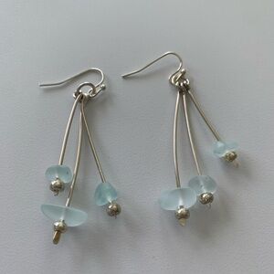 Sterling silver and sea glass dangle earrings
